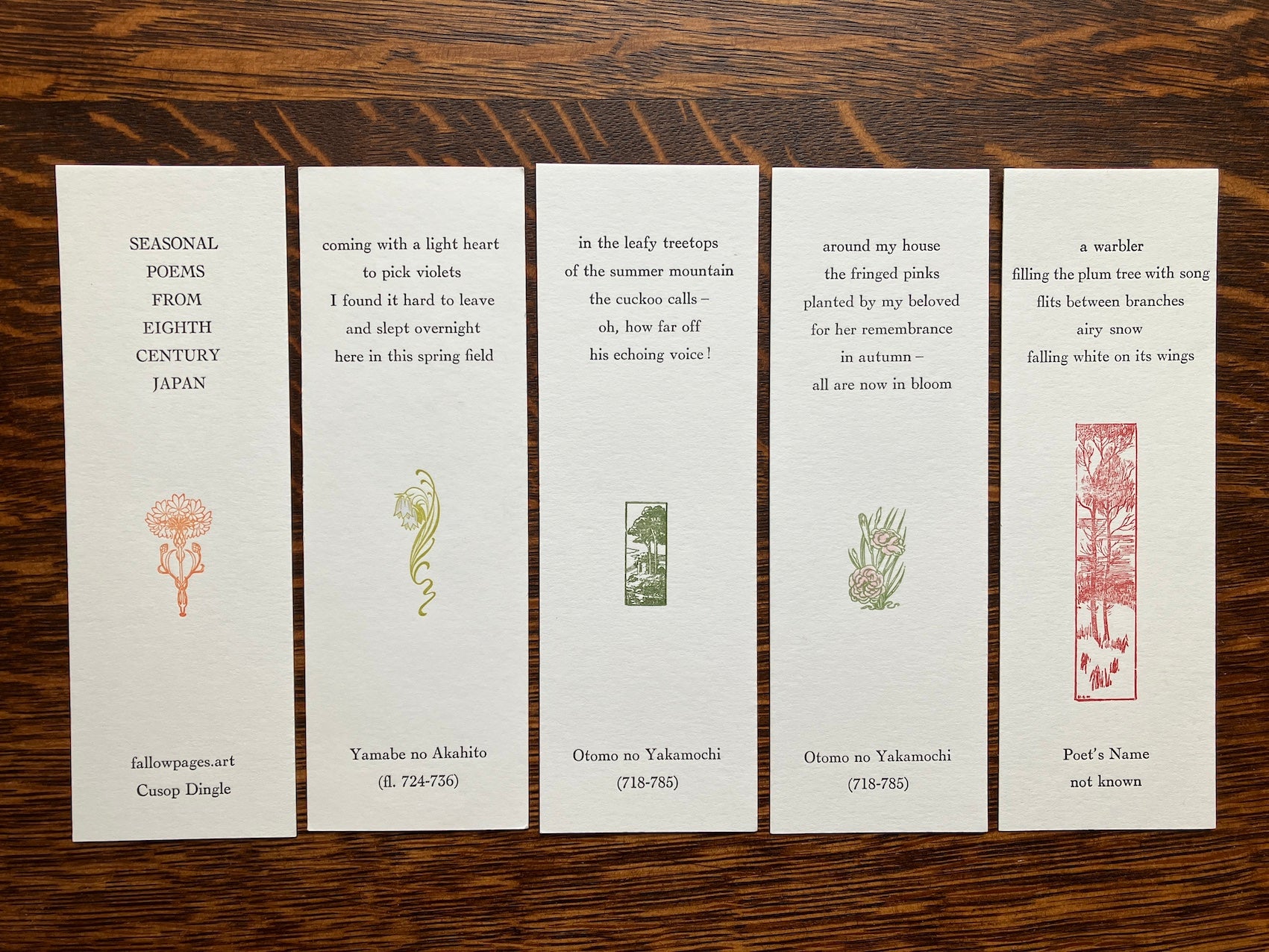 Bookmarks - Seasonal Poems from Eighth Century Japan