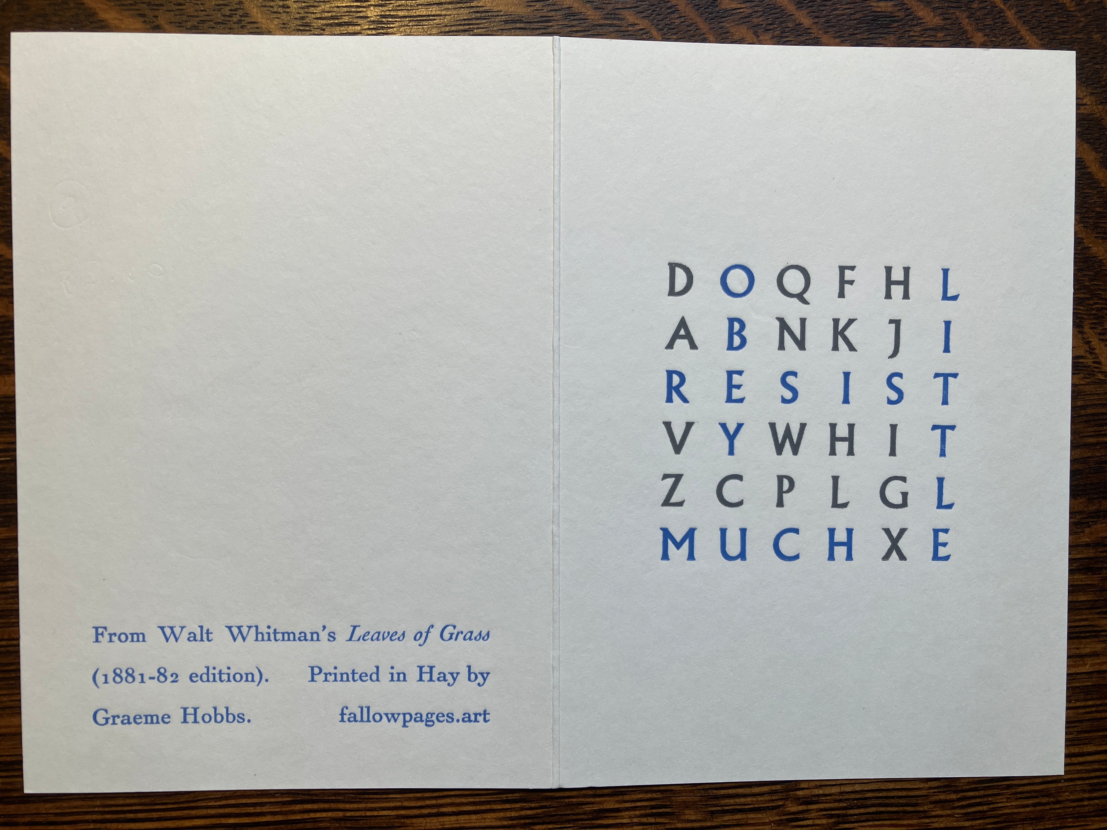 Whitman - Resist Much